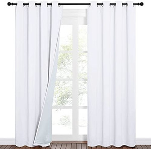 lot 4270 image: NICETOWN Sound Barrier 100% Blackout Divider Curtains 84, Noise, Cold and Heat Blocking Drapes with Felt Fabric Lining for Noise Reducing  Nursery  Daytime Sleep  Bedroom (White, 2 PCs, 52 Wide)