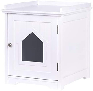 lot 4285 image: PAWLAND Decorative Cat House,Cat Home, Indoor Pet Crate - Litter Box Enclosure