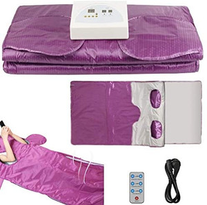 lot 4286 image: Sauna Blanket Upgraded Version Far Infrared 2 Zone Controller Digital Heat Sauna Blanket Heating Therapy SPA Body Detox Machine (Purple)