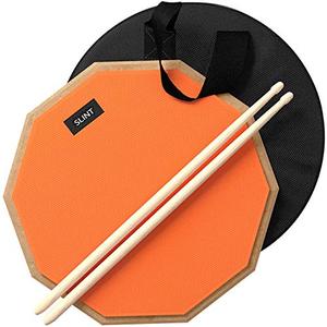 lot 4290 image: Slint Practice Drum Pad w Sticks- Double Sided Drum Practice Pads 12 inch w Storage Bag for 4 inch Snare Drum Pad- Silent Practice Pad w Two Surfaces & Drumsticks- Drum Pad and Sticks