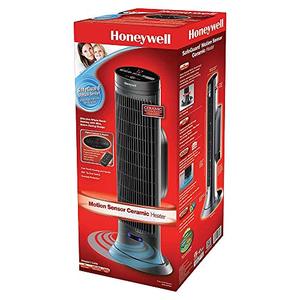 lot 4295 image: Honeywell Safeguard Motion Sensor Ceramic Space Heater, Large Room, Black Ceramic Heater with Two Heat Settings and Slim Tower Design