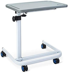 lot 4296 image: OasisSpace Overbed Table, Hospital Bed Table with Holder, Adjustable Over Bedside with Wheels for Hospital and Home Use - Laptop, Reading, Eating Cart Stand - Bedridden, Elderly, Senior Patient Aid