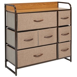 lot 4302 image: mDesign Wide Dresser Storage Chest, 7 Fabric Drawers