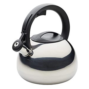 lot 4320 image: Farberware Teakettles Stainless Steel Egg-Shaped Whistling Tea Kettle, 2.3 Quart, Silver