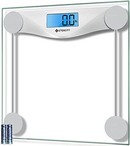 lot 4327 image: Etekcity Digital Body Weight Bathroom Scale, Large Blue LCD Backlight Display, High Precision Measurements,6mm Tempered Glass, 400 Pounds
