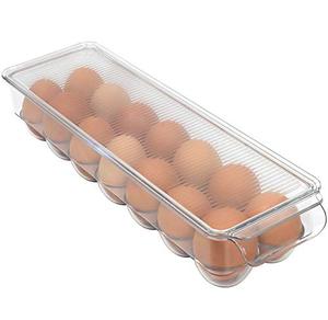 lot 4338 image: Greenco Stackable Refrigerator Egg Storage Bin With Lid, Stores 14 Eggs, Clear