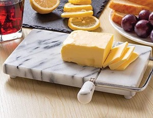lot 4341 image: Fox Run Marble Cheese Slicer with 2 Replacement Wires, White, 5 x 8.25 x 1.25 inches