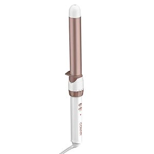 lot 4345 image: Conair Double Ceramic Curling Wand, 1 Inch Curling Wand, White  Rose Gold