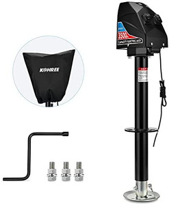 lot 4944 image: Kohree Electric Trailer Jack 3500lbs, Heavy Duty RV Electric Power Tongue A-Frame Jack for Travel Trailer Camper, with Drop Leg & Weatherproof Jack Cover, 22 Lift, 12V DC, Black