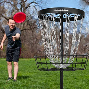 lot 4953 image: Disc Golf Basket Target -24 Chains, Frisbee Golf Practice Basket, Metal Golf Goals Baskets with Ground Stakes