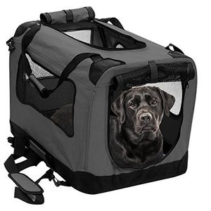 lot 4969 image: 2PET Foldable Dog Crate - Soft, Easy to Fold & Carry Dog Crate for Indoor & Outdoor Use - Comfy Dog Home & Dog Travel Crate - Strong Steel Frame, Washable Fabric Cover - Large, Grizzle Grey