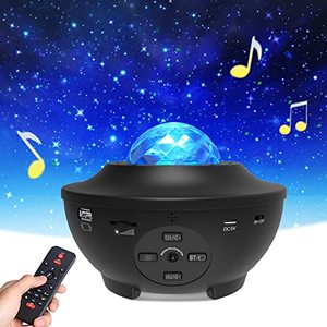 lot 4985 image: Star Projector, Galaxy Projector with Remote Control, Eicaus 3 in 1 Night Light Projector with LED Nebula CloudMoving Ocean Wave for Kid Baby, Built-in Music Speaker, Voice Control (Black)