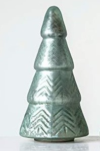 lot 4988 image: Creative Co-Op Small Mint Green Embossed Mercury Glass Christmas Tree Figurine, 9