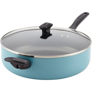 lot 8998 image: Farberware Dishwasher Safe Nonstick Jumbo Cooker with Helper Handle and Lid, 6-Quart, Aqua