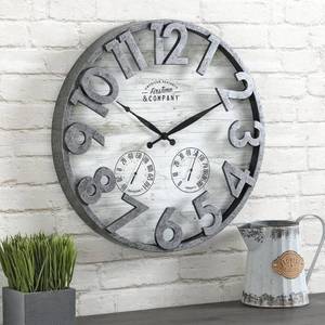 lot 9003 image: FirsTime & Co.� Shiplap Farmhouse Outdoor Wall Clock, Light Gray, 18 x 2.5 x 18 in
