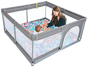 lot 9011 image: TODALE Baby Playpen for Toddler, Large Baby Playard, Indoor & Outdoor Kids Activity Center with Anti-Slip Base, Sturdy Safety Play Yard with Soft Breathable Mesh, Playpen for Babies(Gray,50x50)