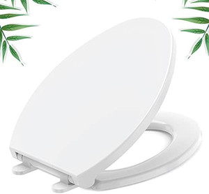 lot 9044 image: Retrolife Toilet Seat Elongated Slow Close Toilet Seat with Non-slip Seat Bumpers Easy to Install & Clean PP Material Toilet Seat White