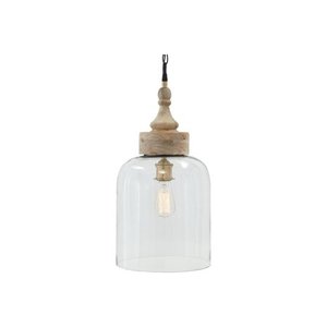 lot 9046 image: Signature Design by Ashley L000148 Faiz Pendant Light-Bell-Shaped-Clear Glass Shade