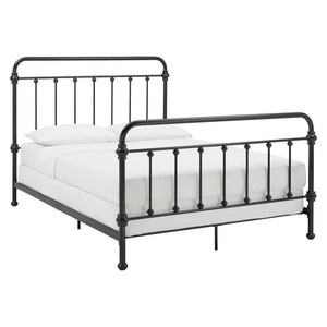 lot 9050 image: Graceful Lines Victorian Iron Metal Bed, Black - Queen (Queen Size)