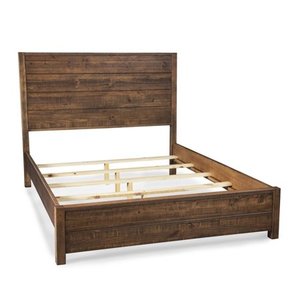 lot 9053 image: Grain Wood Furniture Montauk Solid Wood King Panel Bed, Rustic Walnut - INCOMPLETE