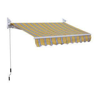 lot 9054 image: Outsunny 8 x 7 Patio Retractable AwningManual Exterior Sun Shade Deck Window Cover, Mixed