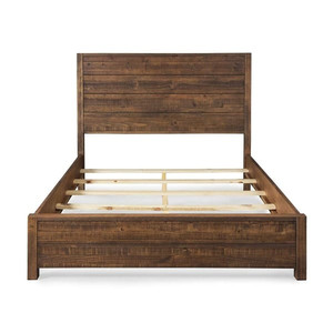lot 9055 image: Grain Wood Furniture Montauk Solid Wood King Panel Bed, Rustic Walnut - INCOMPLETE
