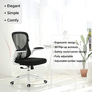 lot 9056 image: Hbada Office Chair, Ergonomic Desk Chair, Computer Mesh Chair with Lumbar Support and Flip-up Arms,White