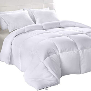 lot 9058 image: Utopia Bedding Down Alternative Comforter (Queen, White) - All Season Comforter - Plush Siliconized Fiberfill Duvet Insert - Box Stitched