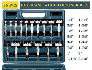 lot 9061 image: INTOO Hex Shank Forstner Bit Set 16 pcs Multi Sided Shank Wood Drill Bit Set