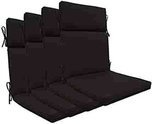 lot 9062 image: BOSSIMA Indoor Outdoor High Back Chair Cushions Replacement Patio Chair Seat Cushions Set of 4 (Olefin Black)