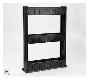lot 9068 image: My Home 3 Tier Slim Storage Tower, Black