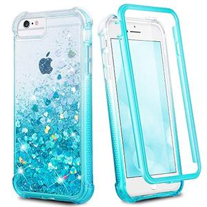 lot 9075 image: Ruky iPhone 6 6s 7 8 Case, iPhone SE 2020 Case, Glitter Full Body Rugged Liquid Cover with Built-in Screen Protector Shockproof Heavy Duty Girls Women Case for iPhone 66s78SE 2020 (Gradient Teal)