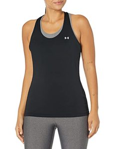 lot 9086 image: Under Armour Womens HeatGear Armour Racer Tank , Black (001)Metallic Silver , X-Large
