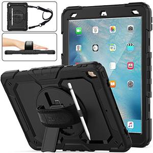 lot 9092 image: SEYMAC stock Case for iPad Air 3 2019 iPad Pro 10.5, Drop-Proof Protection Case with (360 Degrees Rotate Stand) Hand Strap &(Pencil Holder) for iPad Air 3rd Generation  iPad Pro 10.5 (Black)