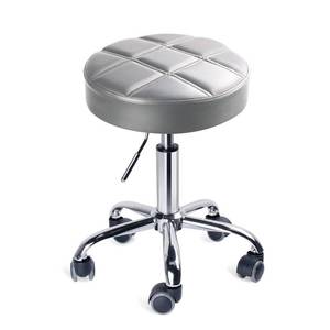 lot 4965 image: Leopard Round Rolling Stool, Adjustable Work Medical Stool with Wheels (Light Grey)