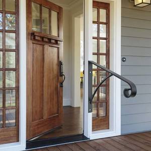 lot 8972 image: Handrail Railings,Wall Mounted Handrails Wrought Iron Railing Fits 1 or 2 Stairs Rail for Steps Porch,Gray