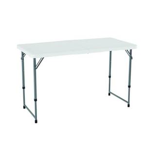 lot 22455 image: Lifetime 4 Fold-In-Half Adjustable Table, White Granite