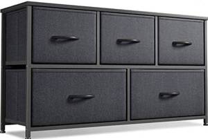 lot 22459 image: Cubiker Dresser Stor... Wood Top, Black Grey