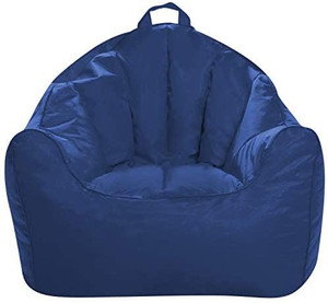lot 22464 image: Posh Creations Structured Comfy Bean Bag Chair for Gaming, Reading, and Watching TV, Malibu Lounge, Soft Nylon - Navy