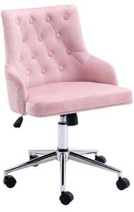 lot 22468 image: Pink Desk Chair Velvet Office Chair with Wheels Tufted Vanity Chair Fabric Task Swivel Armchair for Bedroom Living Room