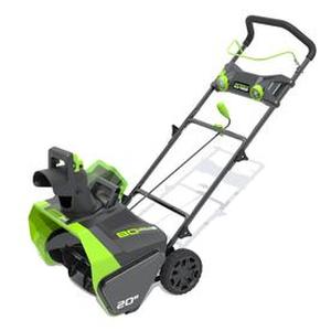 lot 22475 image: Greenworks PRO 20-Inch 80V Cordless Snow Thrower, 2.0 AH Battery Included 2600402