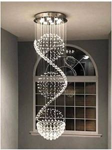 lot 22479 image: Dst Modern Spiral Sphere Crystal Chandelier, Raindrop Spectacular Ceiling Lighting Fixture, Clearly K9 Crystal Ball Pendant Light for Living Room Hotel Hallway Foyer Romantic Wedding, Size D20XH72