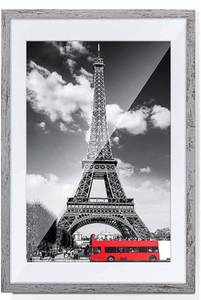lot 22485 image: TWING 24x36 Poster Frame Grey Solid Wood HD Plexiglass with Mat Display 20x30 Poster Frame with Mat or 24x36 Photo Without Mat Wall Mounting Photo Frame Grey
