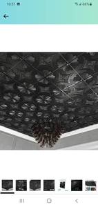 lot 22532 image: Art3d Drop Ceiling Tiles 24x24 in Black (12-Pack, 48 Sq.ft), 3D Wainscoting Panels Glue Up 2x2