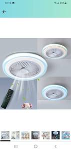 lot 22557 image: LATATA Modern Ceiling Fan with Lights, Dimmable Ceiling Fan with Remote Control,19.7Inch Enclosed Fan Light,3 Speed Indoor Low Profile Fan, Flush Mount,12H Timing, For Childrens Room, Bedroom