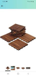 lot 22569 image: Bare Decor EZ-Floor Interlocking Flooring Tiles in Solid Teak Wood Oiled Finish (Set of 10), Long 9 Slat �� �� �� �� �� ��