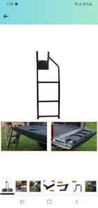 lot 22574 image: Chelhead Universal Fit Tailgate Ladder Compatible with Pickup Truck, Stainless Steel Self Drilling Hex Screws for Easy Install, Durable Aluminum Step Grip Plates, and Sturdy Rubber Ladder Feet