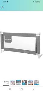 lot 22578 image: SURPCOS Bed Rails for Toddlers -New Upgraded Extra Long Bed Guardrail for Kids Great Fit for Twin, Double, Full-Size Queen & King Mattress, Grey (78.7 x 30in) l