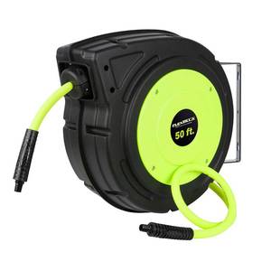 lot 22589 image: Flexzilla� Enclosed Plastic Retractable Air Hose Reel, 38 x 50, Flexible Hybrid Polymer, ZillaGreen��