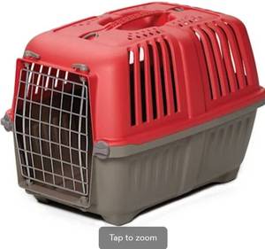 lot 22614 image: GREY AND RED SMALL PET KENNEL